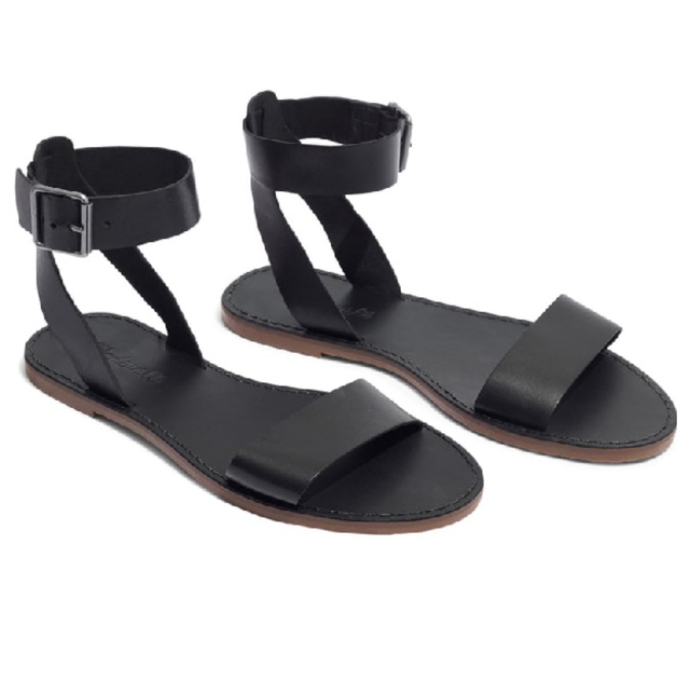 Madewell Boardwalk Ankle Strap Sandal Black Sz 8.5